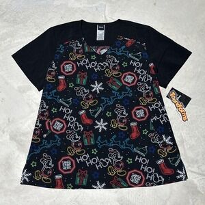 Mickey Mouse Cherokee Scrubs Tooniforms Disney Christmas V Neck Top TF639 SZ L